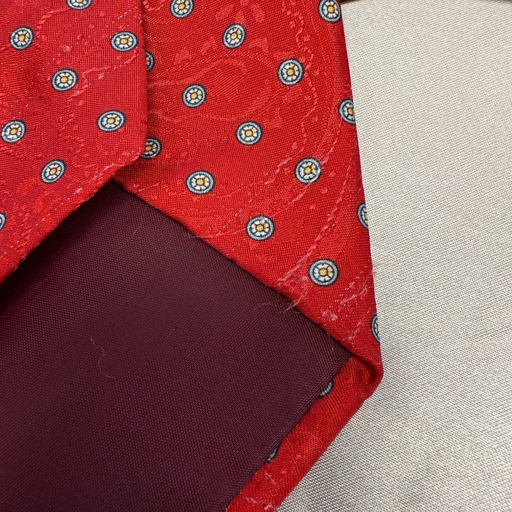 Egon Von Furstenberg Vintage Style Red Polka Dot Tie Classic Chic - Picture 6 of 8